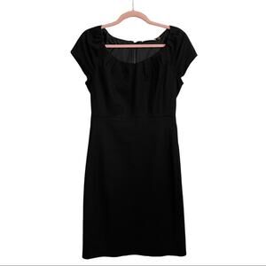 Tahari Black Off the Shoulder Pleated Neckline Dress
